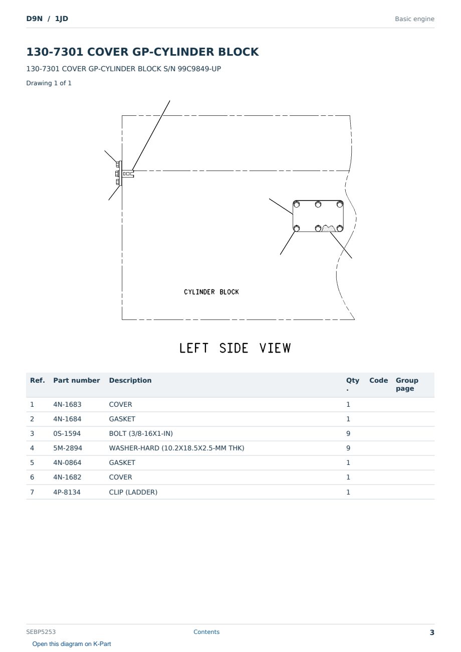Caterpillar D9N S/N 1JD Partsbook SEBP5253 (English) - sample page 3 of 10 Caterpillar D9N S/N 1JD Partsbook SEBP5253 (English) - sample page 3 of 10