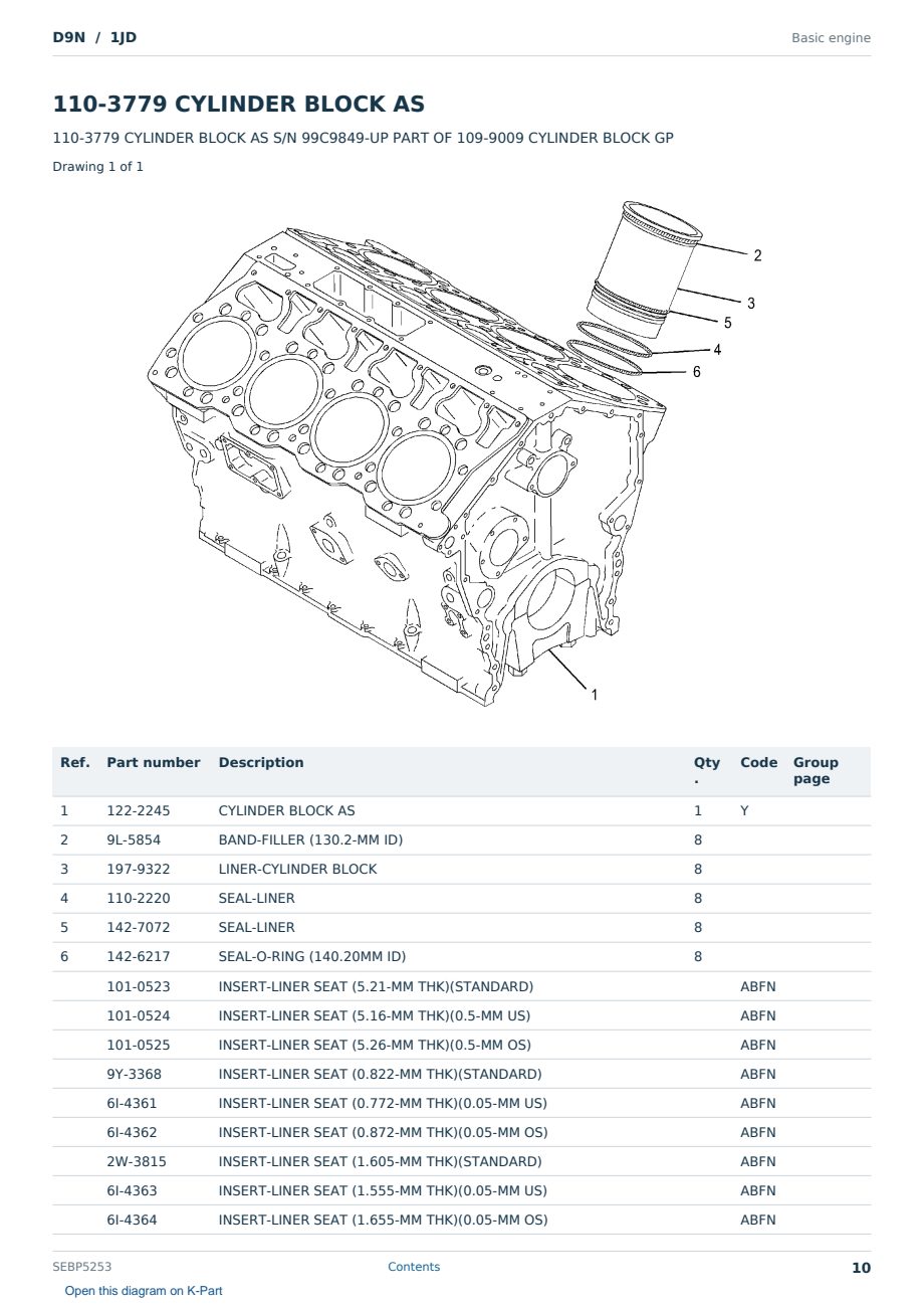 Caterpillar D9N S/N 1JD Partsbook SEBP5253 (English) - sample page 10 of 10 Caterpillar D9N S/N 1JD Partsbook SEBP5253 (English) - sample page 10 of 10