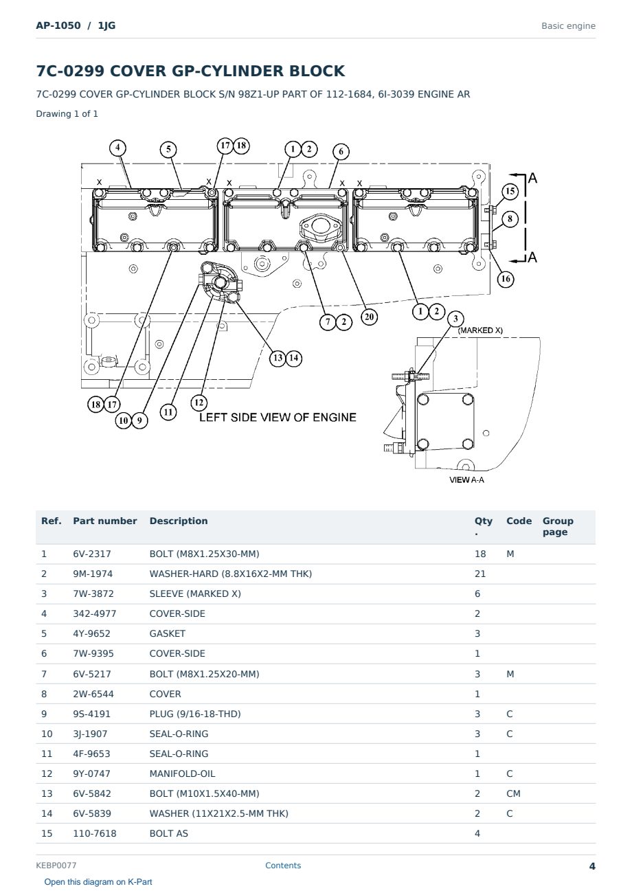 Caterpillar AP-1050 S/N 1JG Partsbook KEBP0077 (English) - sample page 4 of 10 Caterpillar AP-1050 S/N 1JG Partsbook KEBP0077 (English) - sample page 4 of 10