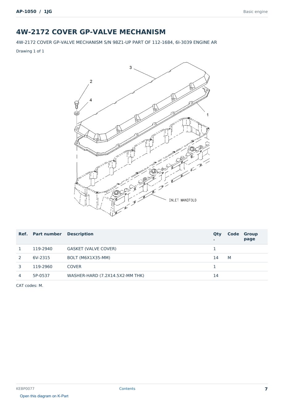 Caterpillar AP-1050 S/N 1JG Partsbook KEBP0077 (English) - sample page 7 of 10 Caterpillar AP-1050 S/N 1JG Partsbook KEBP0077 (English) - sample page 7 of 10