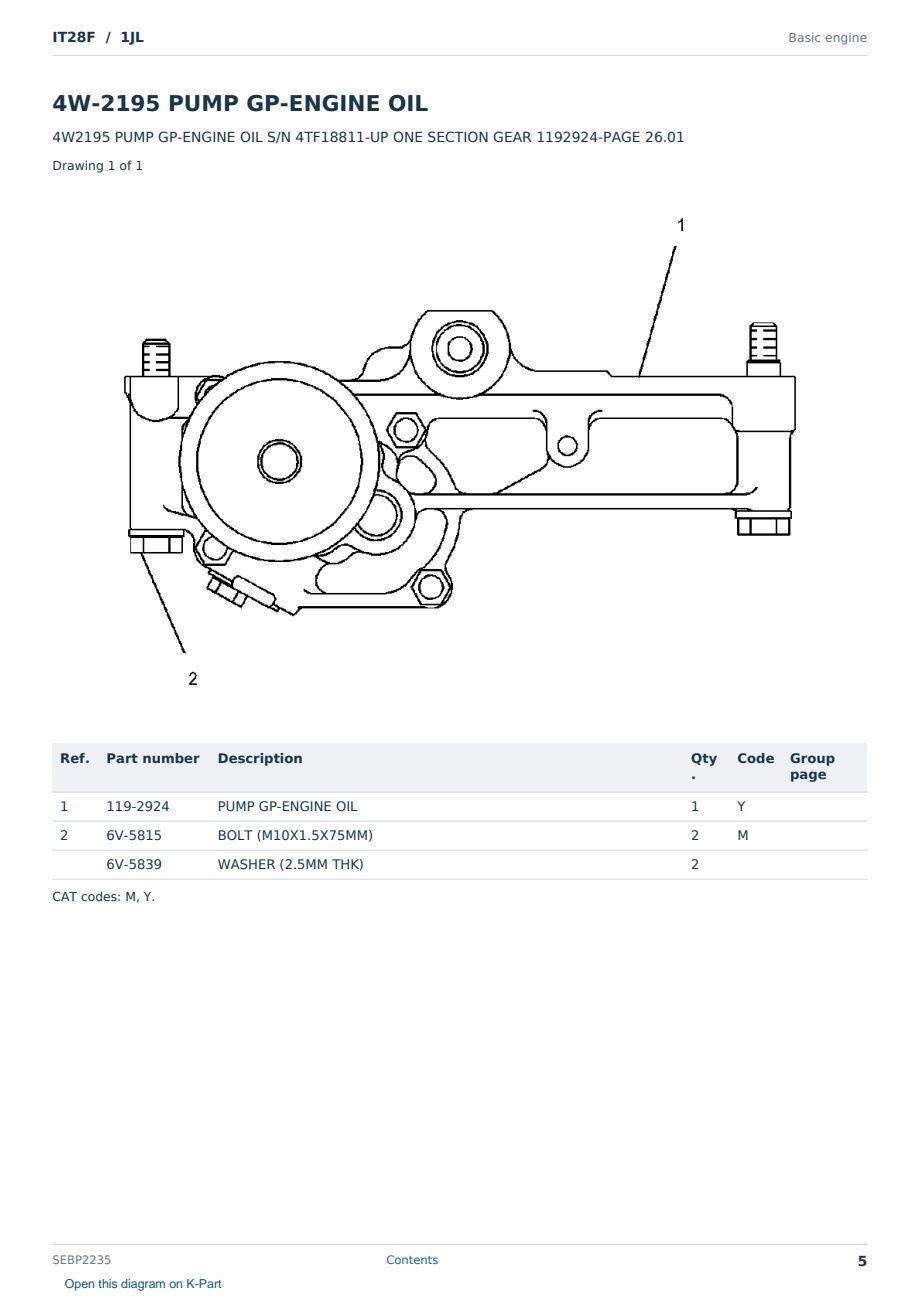 Caterpillar IT28F S/N 1JL Partsbook SEBP2235 (English) - sample page 5 of 10 Caterpillar IT28F S/N 1JL Partsbook SEBP2235 (English) - sample page 5 of 10