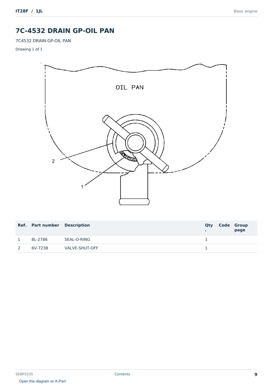 Caterpillar IT28F S/N 1JL Partsbook SEBP2235 (English) - sample page 9 of 10 Caterpillar IT28F S/N 1JL Partsbook SEBP2235 (English) - sample page 9 of 10