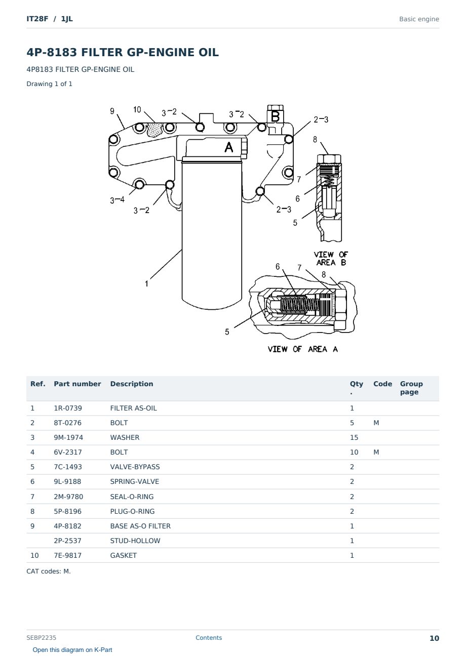 Caterpillar IT28F S/N 1JL Partsbook SEBP2235 (English) - sample page 10 of 10 Caterpillar IT28F S/N 1JL Partsbook SEBP2235 (English) - sample page 10 of 10