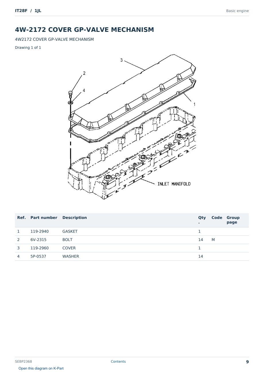 Caterpillar IT28F S/N 1JL Partsbook SEBP2368 (English) - sample page 9 of 10 Caterpillar IT28F S/N 1JL Partsbook SEBP2368 (English) - sample page 9 of 10