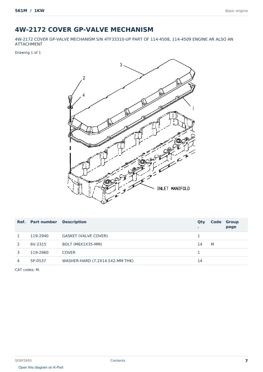 Caterpillar 561M S/N 1KW Partsbook SEBP2695 (English) - sample page 7 of 10 Caterpillar 561M S/N 1KW Partsbook SEBP2695 (English) - sample page 7 of 10