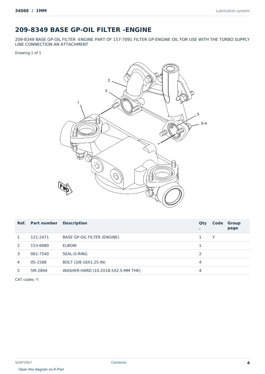 Caterpillar 3406E S/N 1MM Partsbook SEBP2867 (English) - sample page 4 of 10 Caterpillar 3406E S/N 1MM Partsbook SEBP2867 (English) - sample page 4 of 10