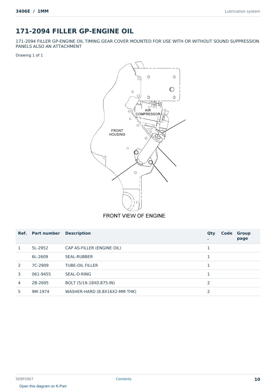 Caterpillar 3406E S/N 1MM Partsbook SEBP2867 (English) - sample page 10 of 10 Caterpillar 3406E S/N 1MM Partsbook SEBP2867 (English) - sample page 10 of 10