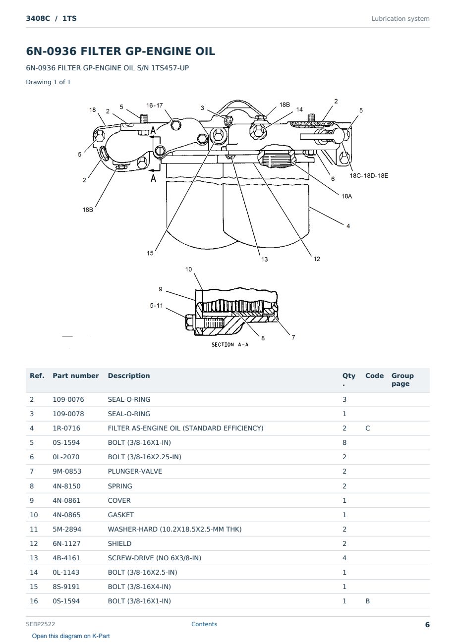 Caterpillar 3408C S/N 1TS Partsbook SEBP2522 (English) - sample page 6 of 10 Caterpillar 3408C S/N 1TS Partsbook SEBP2522 (English) - sample page 6 of 10