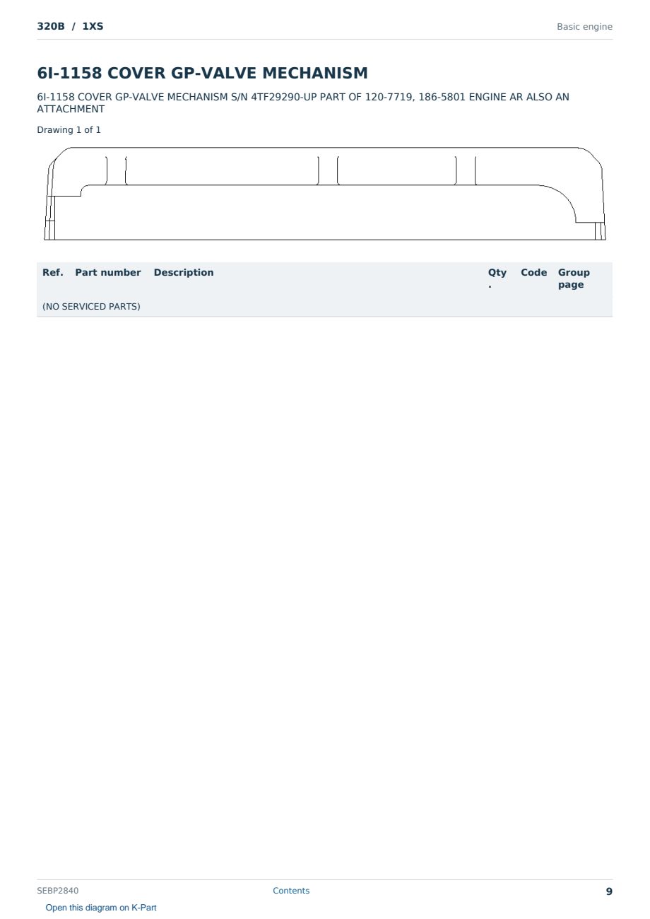Caterpillar 320B S/N 1XS Partsbook SEBP2840 (English) - sample page 9 of 10 Caterpillar 320B S/N 1XS Partsbook SEBP2840 (English) - sample page 9 of 10
