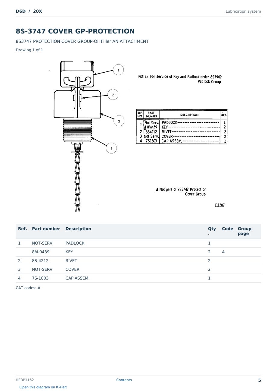 Caterpillar D6D S/N 20X Partsbook HEBP1162 (English) - sample page 5 of 10 Caterpillar D6D S/N 20X Partsbook HEBP1162 (English) - sample page 5 of 10