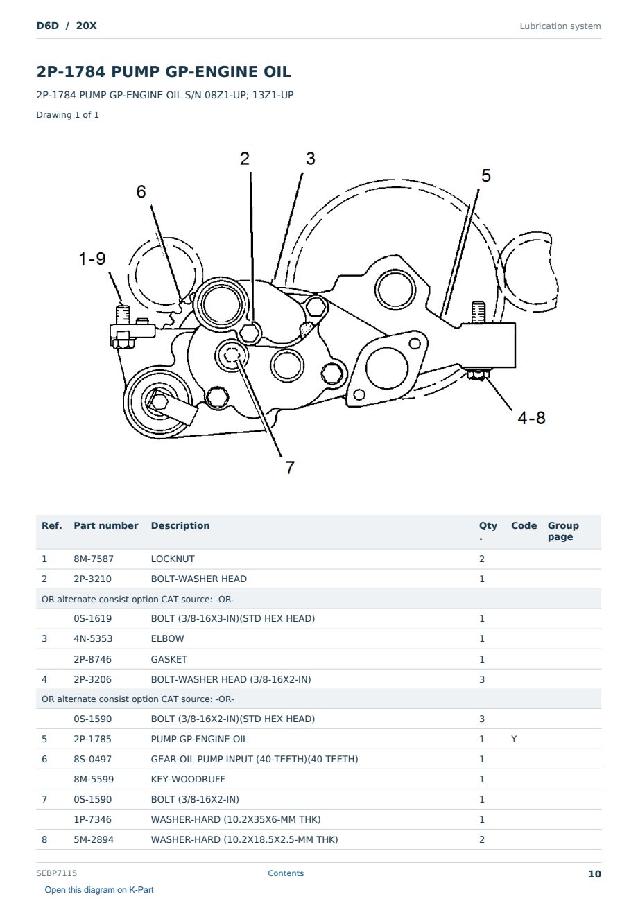 Caterpillar D6D S/N 20X Partsbook SEBP7115 (English) - sample page 10 of 10 Caterpillar D6D S/N 20X Partsbook SEBP7115 (English) - sample page 10 of 10