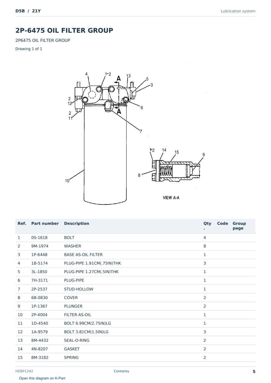Caterpillar D5B S/N 21Y Partsbook HEBP1242 (English) - sample page 5 of 10 Caterpillar D5B S/N 21Y Partsbook HEBP1242 (English) - sample page 5 of 10