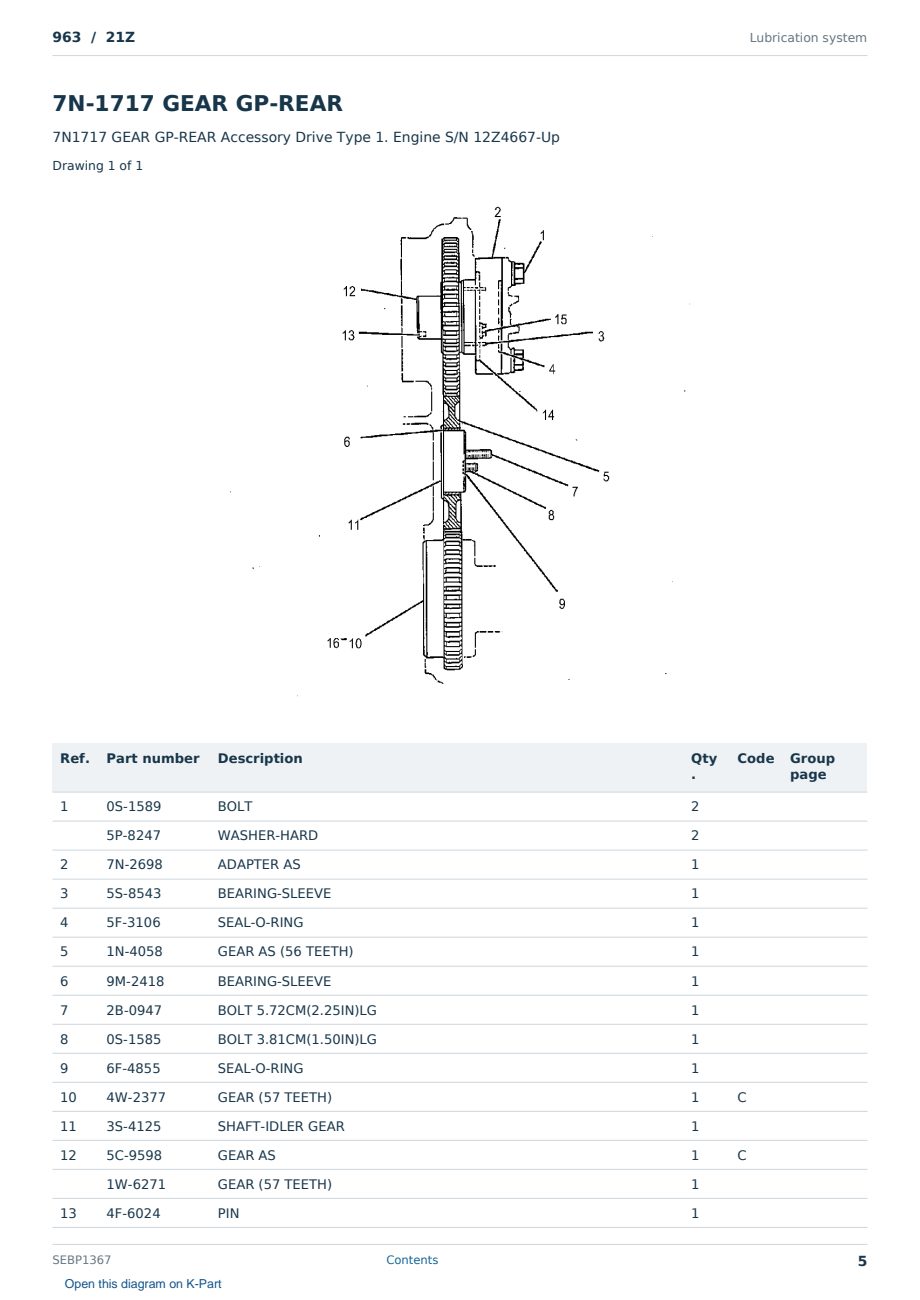 Caterpillar 963 S/N 21Z Partsbook SEBP1367 (English) - sample page 5 of 10 Caterpillar 963 S/N 21Z Partsbook SEBP1367 (English) - sample page 5 of 10