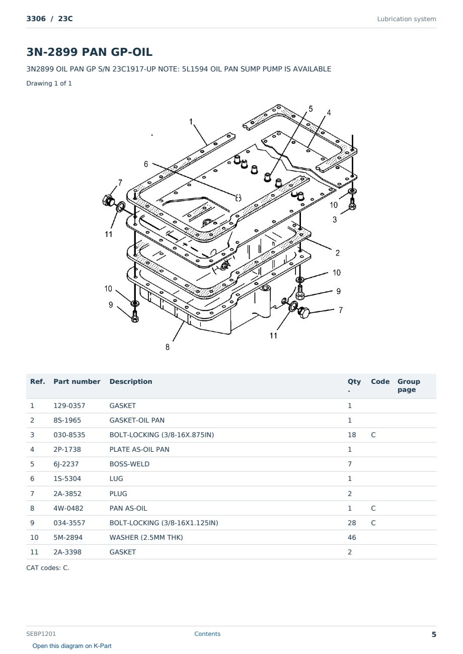 Caterpillar 3306 S/N 23C Partsbook SEBP1201 (English) - sample page 5 of 10 Caterpillar 3306 S/N 23C Partsbook SEBP1201 (English) - sample page 5 of 10