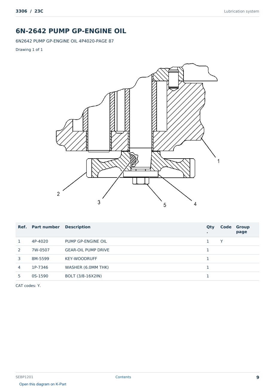 Caterpillar 3306 S/N 23C Partsbook SEBP1201 (English) - sample page 9 of 10 Caterpillar 3306 S/N 23C Partsbook SEBP1201 (English) - sample page 9 of 10