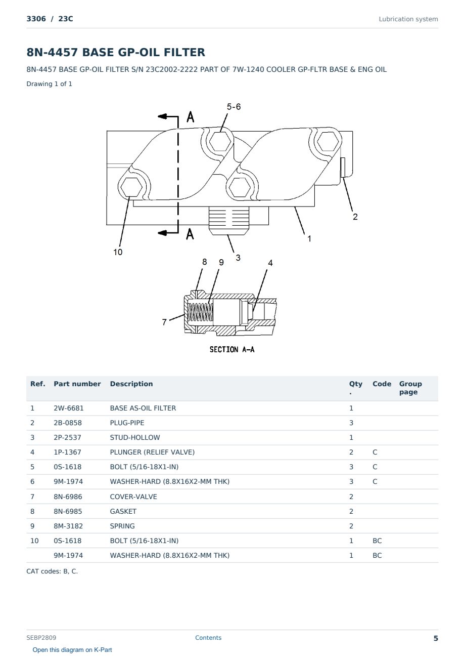 Caterpillar 3306 S/N 23C Partsbook SEBP2809 (English) - sample page 5 of 10 Caterpillar 3306 S/N 23C Partsbook SEBP2809 (English) - sample page 5 of 10