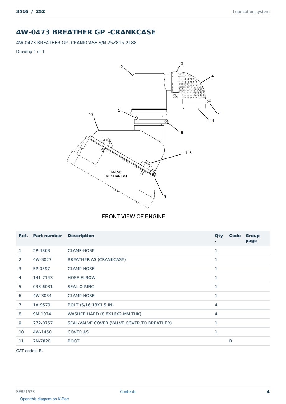 Caterpillar 3516 S/N 25Z Partsbook SEBP1573 (English) - sample page 4 of 10 Caterpillar 3516 S/N 25Z Partsbook SEBP1573 (English) - sample page 4 of 10