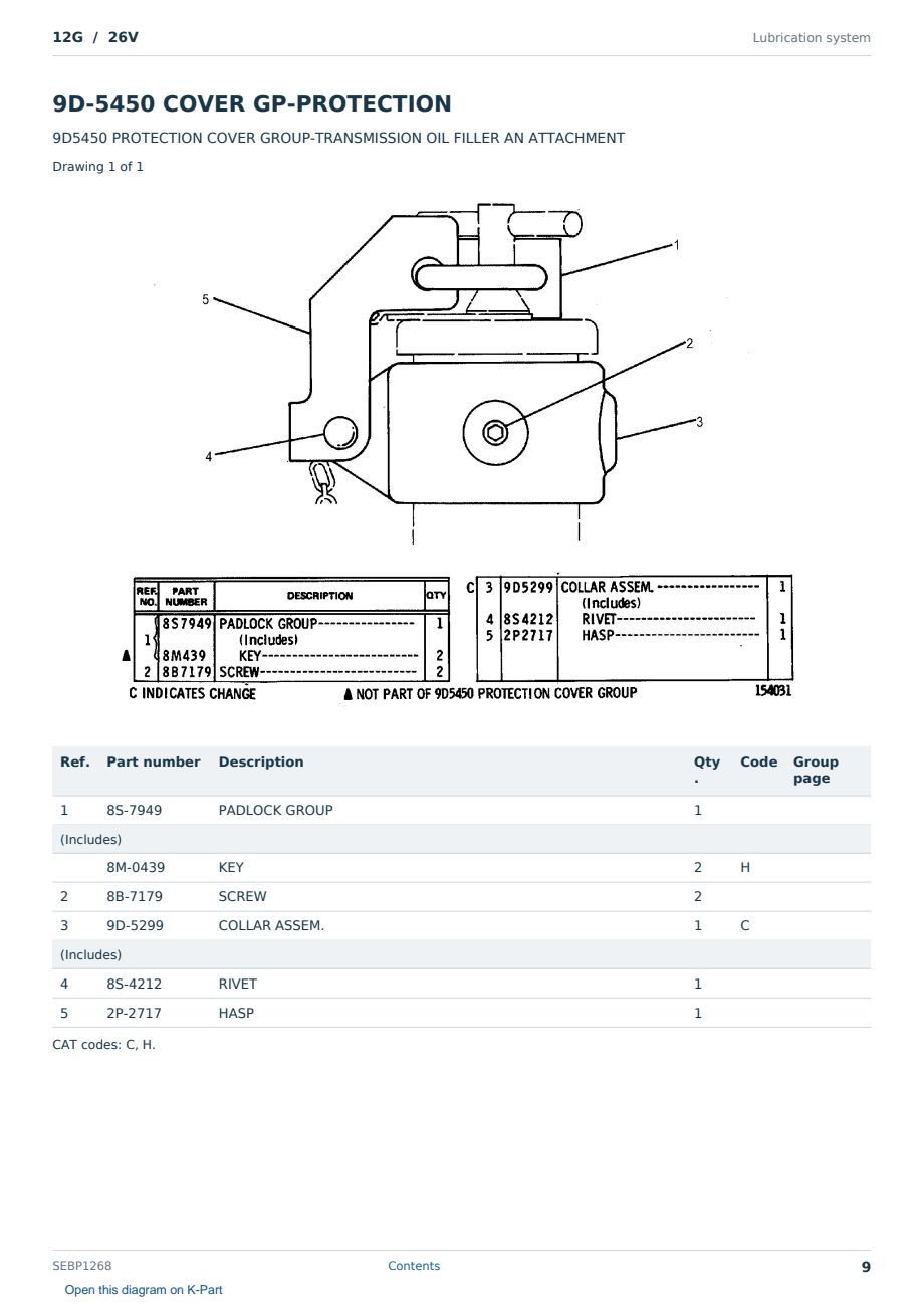 Caterpillar 12G S/N 26V Partsbook SEBP1268 (English) - sample page 9 of 10 Caterpillar 12G S/N 26V Partsbook SEBP1268 (English) - sample page 9 of 10