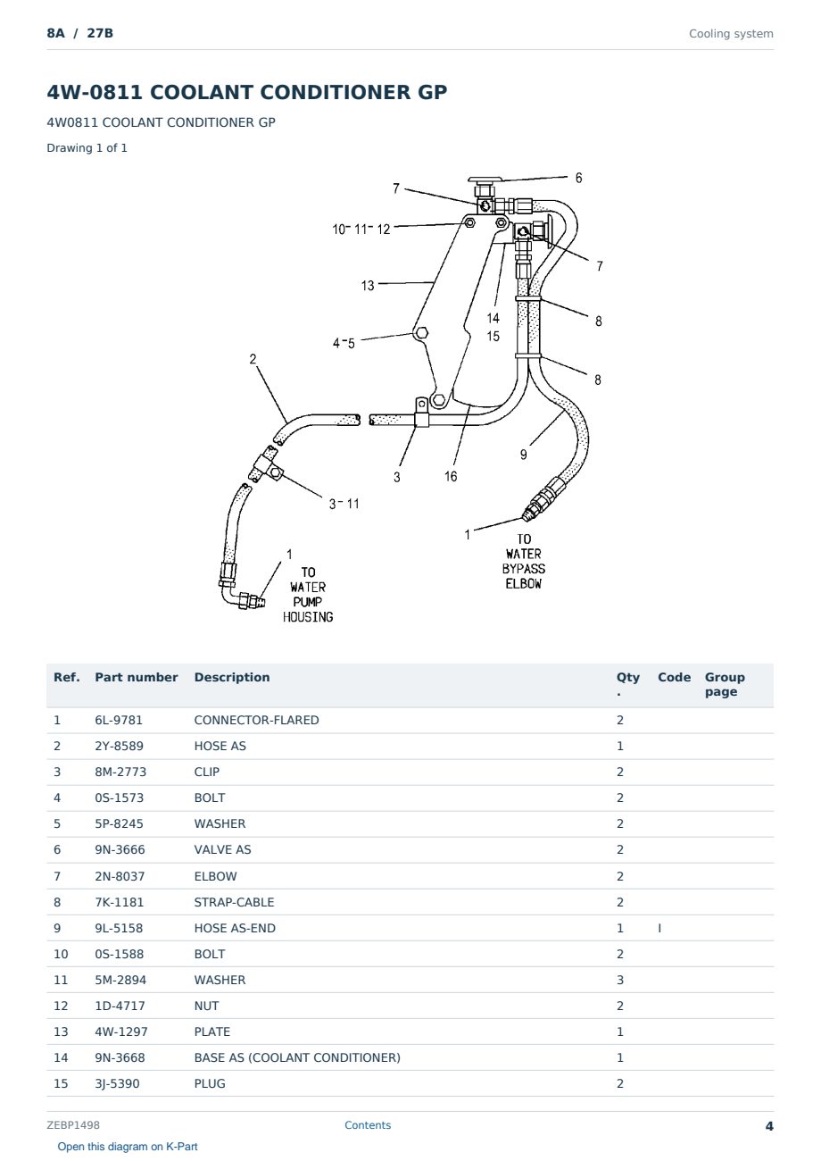 Caterpillar 8A S/N 27B Partsbook ZEBP1498 (English) - sample page 4 of 10 Caterpillar 8A S/N 27B Partsbook ZEBP1498 (English) - sample page 4 of 10