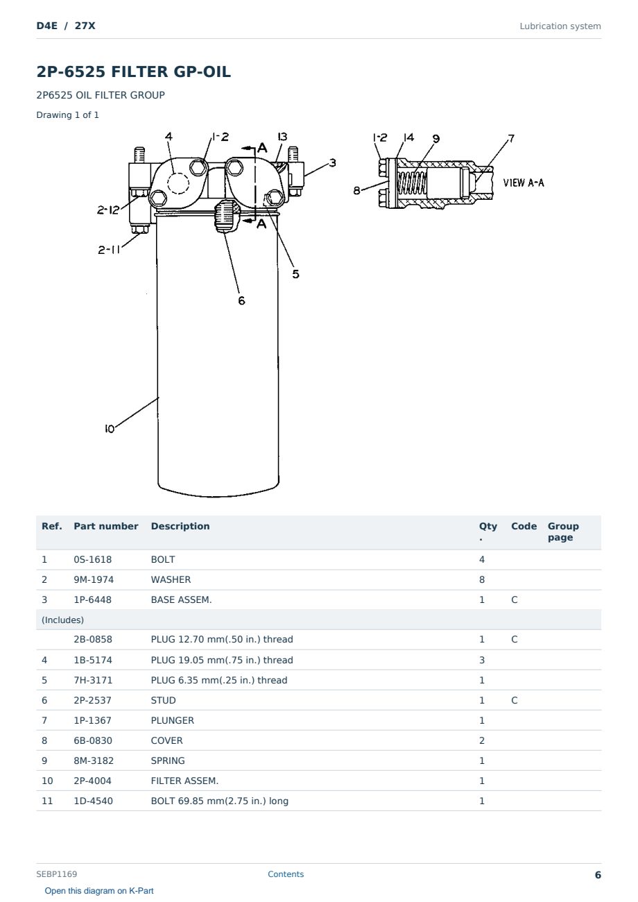 Caterpillar D4E S/N 27X Partsbook SEBP1169 (English) - sample page 6 of 10 Caterpillar D4E S/N 27X Partsbook SEBP1169 (English) - sample page 6 of 10