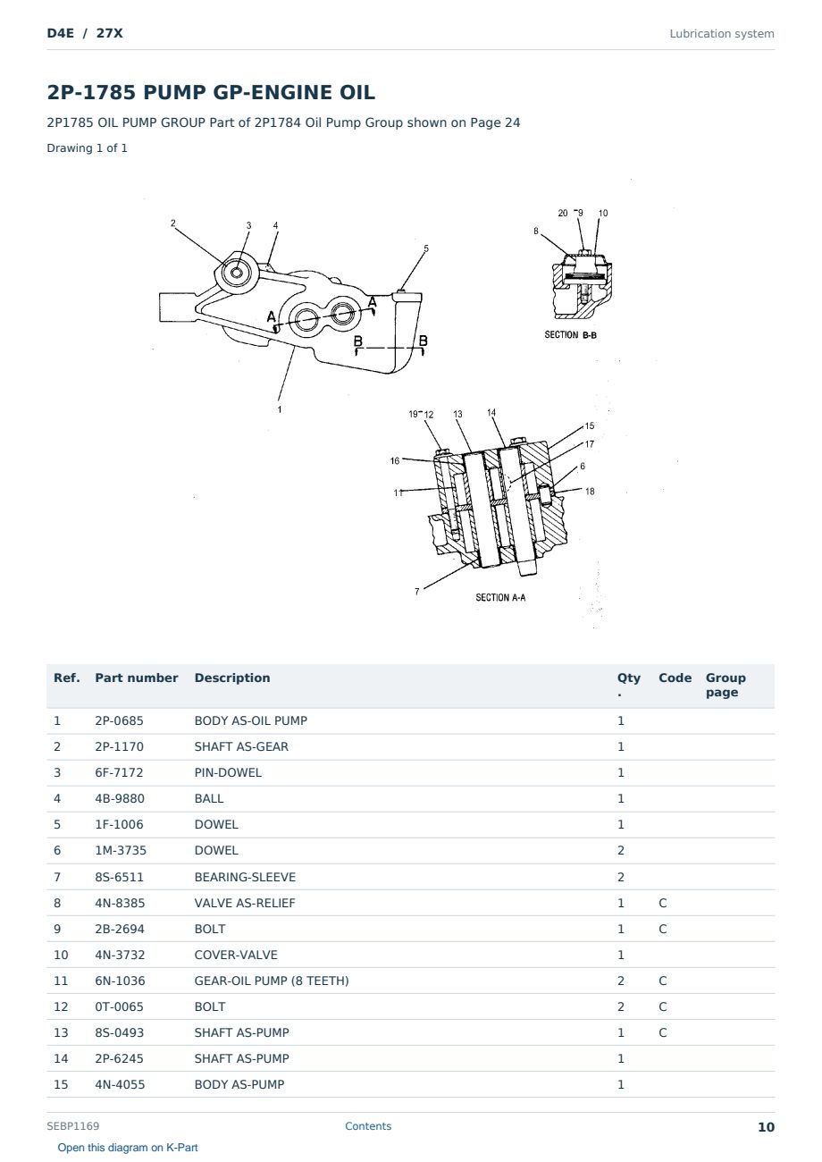 Caterpillar D4E S/N 27X Partsbook SEBP1169 (English) - sample page 10 of 10 Caterpillar D4E S/N 27X Partsbook SEBP1169 (English) - sample page 10 of 10