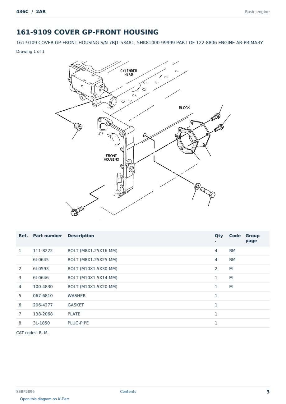 Caterpillar 436C S/N 2AR Partsbook SEBP2896 (English) - sample page 3 of 10 Caterpillar 436C S/N 2AR Partsbook SEBP2896 (English) - sample page 3 of 10