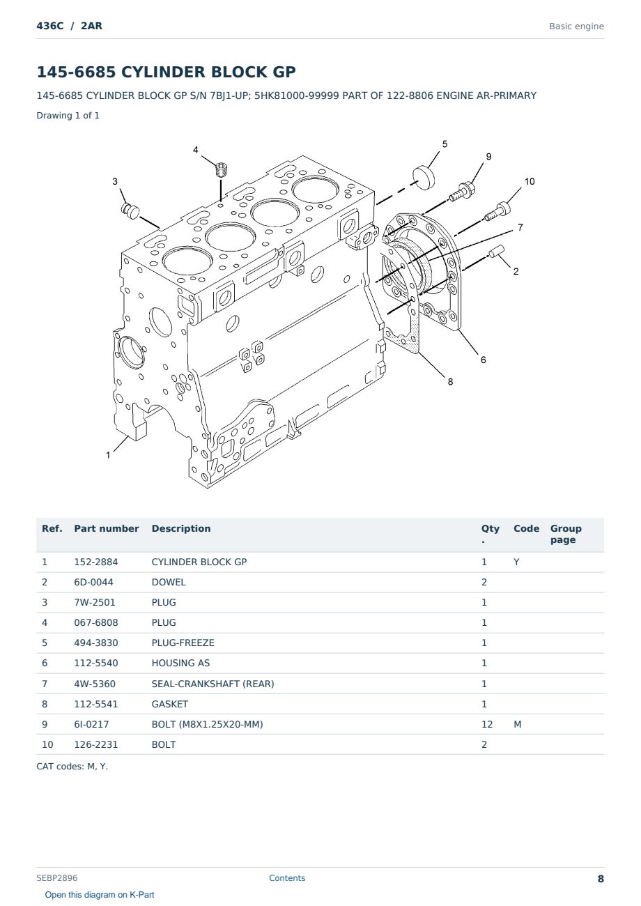Caterpillar 436C S/N 2AR Partsbook SEBP2896 (English) - sample page 8 of 10 Caterpillar 436C S/N 2AR Partsbook SEBP2896 (English) - sample page 8 of 10