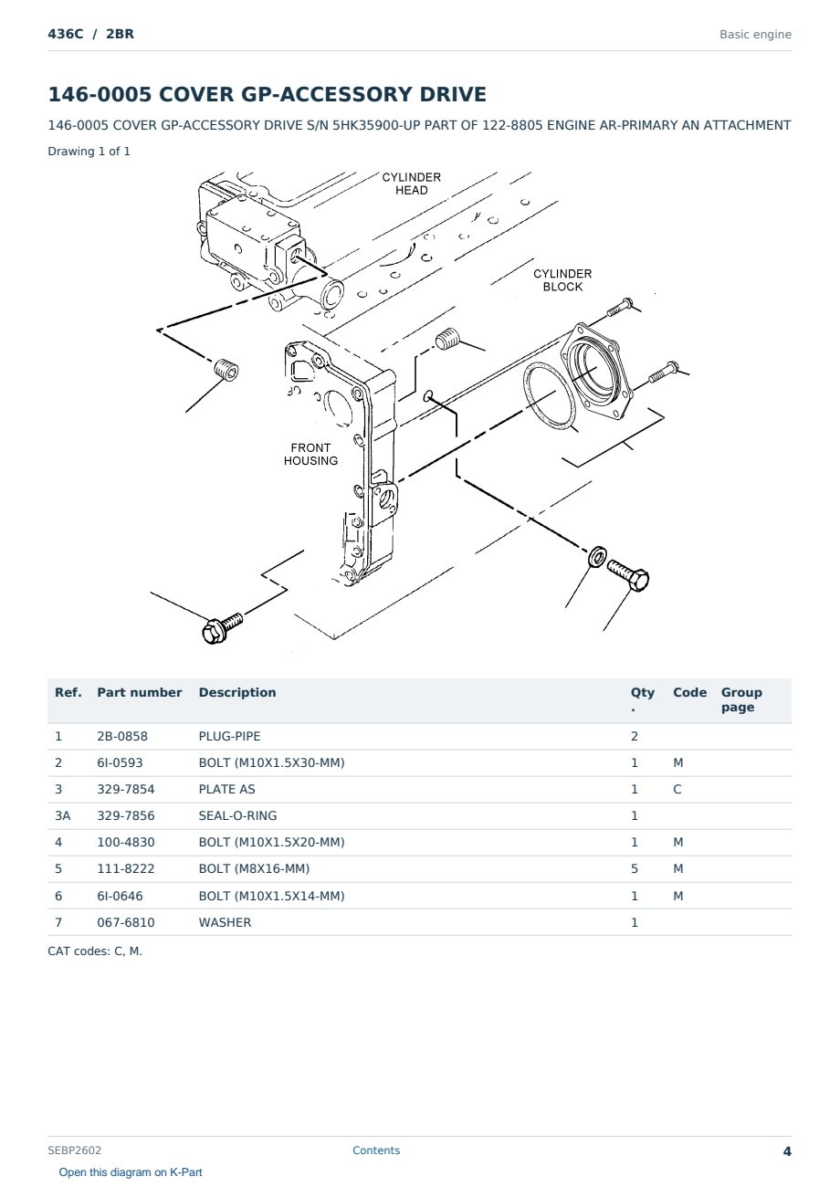 Caterpillar 436C S/N 2BR Partsbook SEBP2602 (English) - sample page 4 of 10 Caterpillar 436C S/N 2BR Partsbook SEBP2602 (English) - sample page 4 of 10