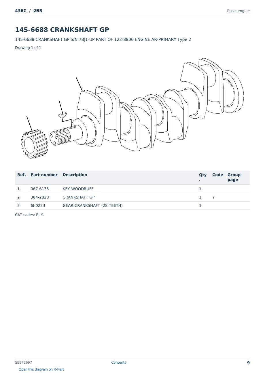 Caterpillar 436C S/N 2BR Partsbook SEBP2997 (English) - sample page 9 of 10 Caterpillar 436C S/N 2BR Partsbook SEBP2997 (English) - sample page 9 of 10
