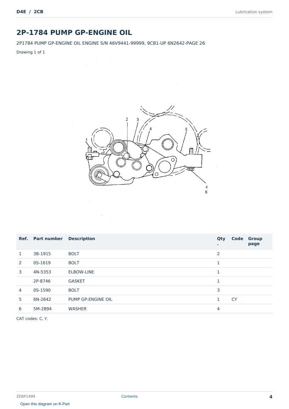 Caterpillar D4E S/N 2CB Partsbook ZEBP1499 (English) - sample page 4 of 10 Caterpillar D4E S/N 2CB Partsbook ZEBP1499 (English) - sample page 4 of 10