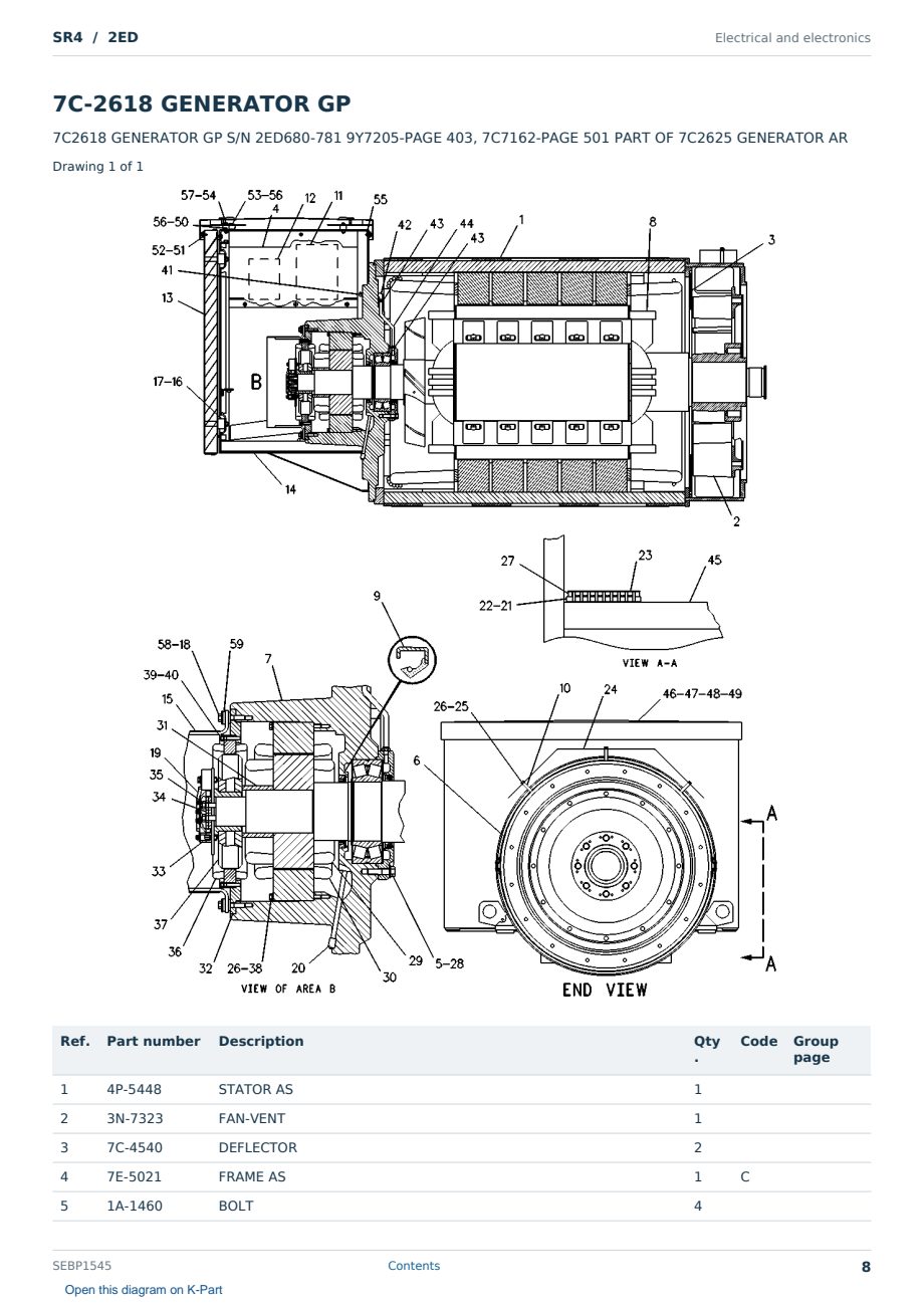 Caterpillar SR4 S/N 2ED Partsbook SEBP1545 (English) - sample page 8 of 10 Caterpillar SR4 S/N 2ED Partsbook SEBP1545 (English) - sample page 8 of 10