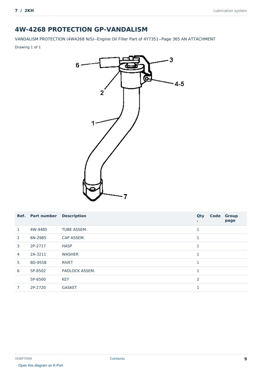 Caterpillar 7 S/N 2KH Partsbook XEBP7099 (English) - sample page 9 of 10 Caterpillar 7 S/N 2KH Partsbook XEBP7099 (English) - sample page 9 of 10