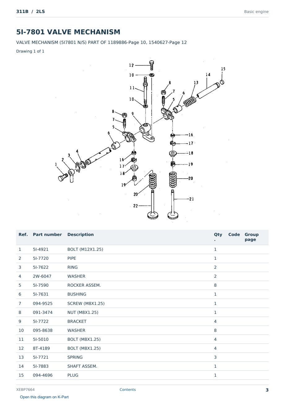 Caterpillar 311B S/N 2LS Partsbook XEBP7664 (English) - sample page 3 of 10 Caterpillar 311B S/N 2LS Partsbook XEBP7664 (English) - sample page 3 of 10