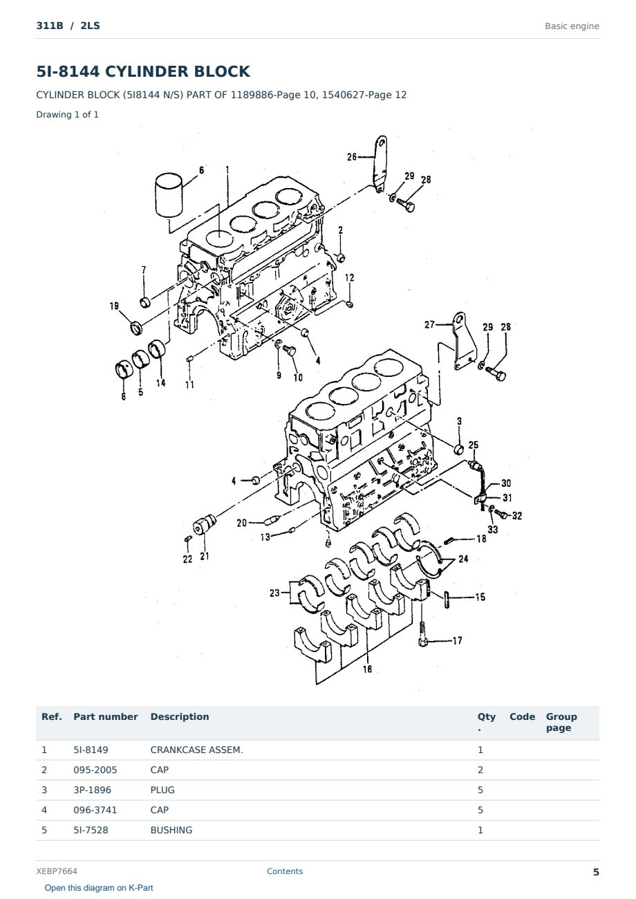 Caterpillar 311B S/N 2LS Partsbook XEBP7664 (English) - sample page 5 of 10 Caterpillar 311B S/N 2LS Partsbook XEBP7664 (English) - sample page 5 of 10