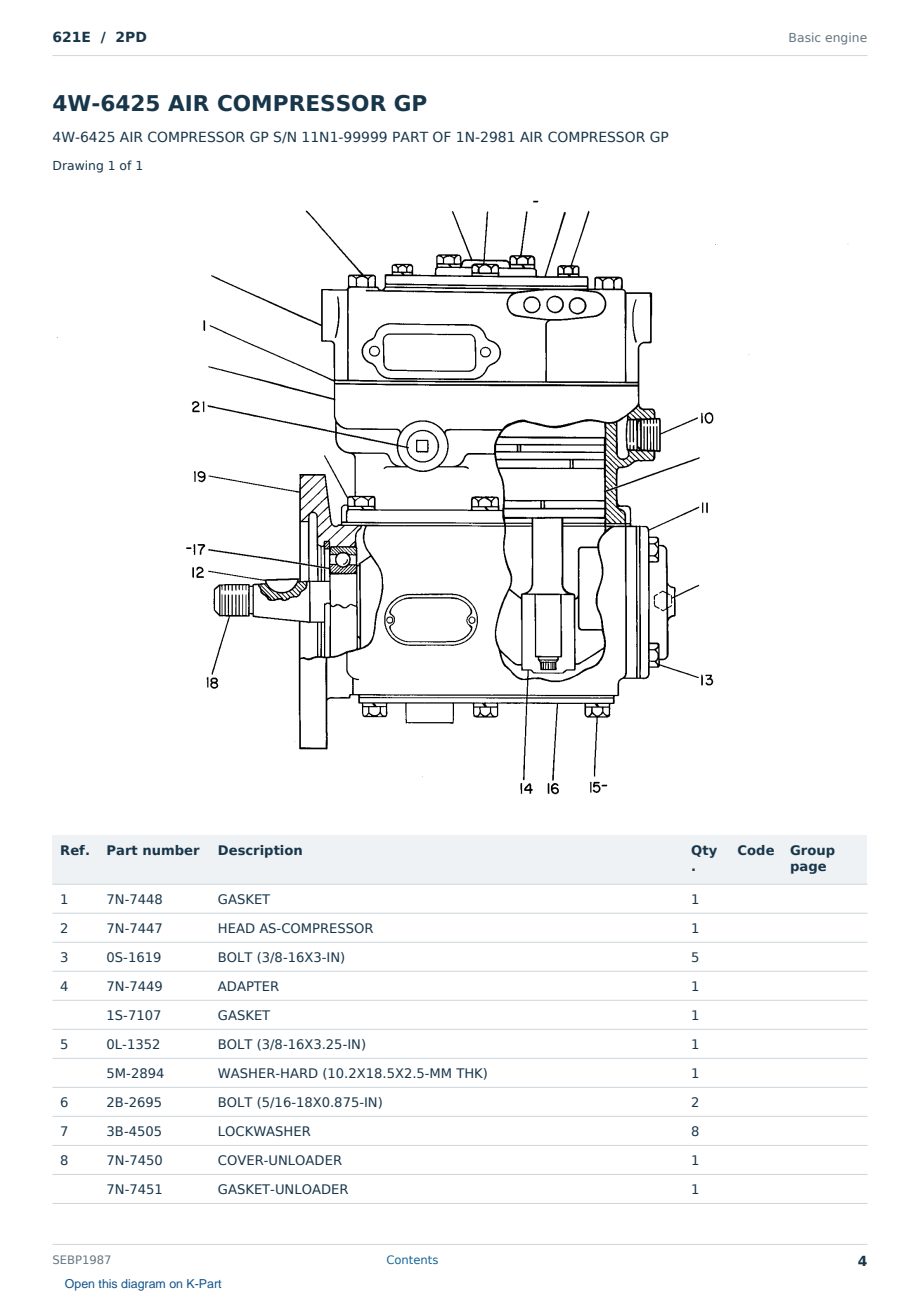 Caterpillar 621E S/N 2PD Partsbook SEBP1987 (English) - sample page 4 of 10 Caterpillar 621E S/N 2PD Partsbook SEBP1987 (English) - sample page 4 of 10