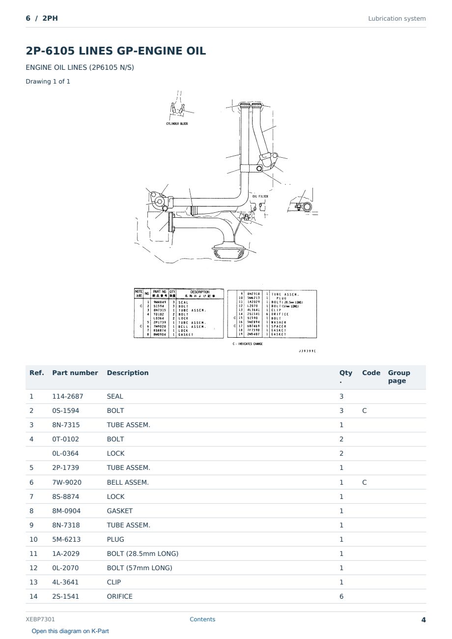 Caterpillar 6 S/N 2PH Partsbook XEBP7301 (English) - sample page 4 of 10 Caterpillar 6 S/N 2PH Partsbook XEBP7301 (English) - sample page 4 of 10