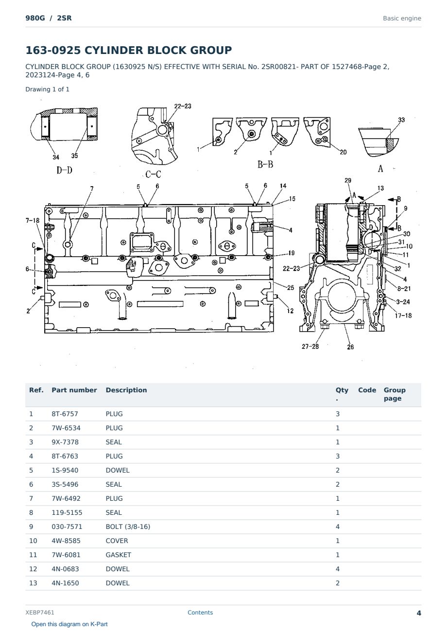 Caterpillar 980G S/N 2SR Partsbook XEBP7461 (English) - sample page 4 of 10 Caterpillar 980G S/N 2SR Partsbook XEBP7461 (English) - sample page 4 of 10