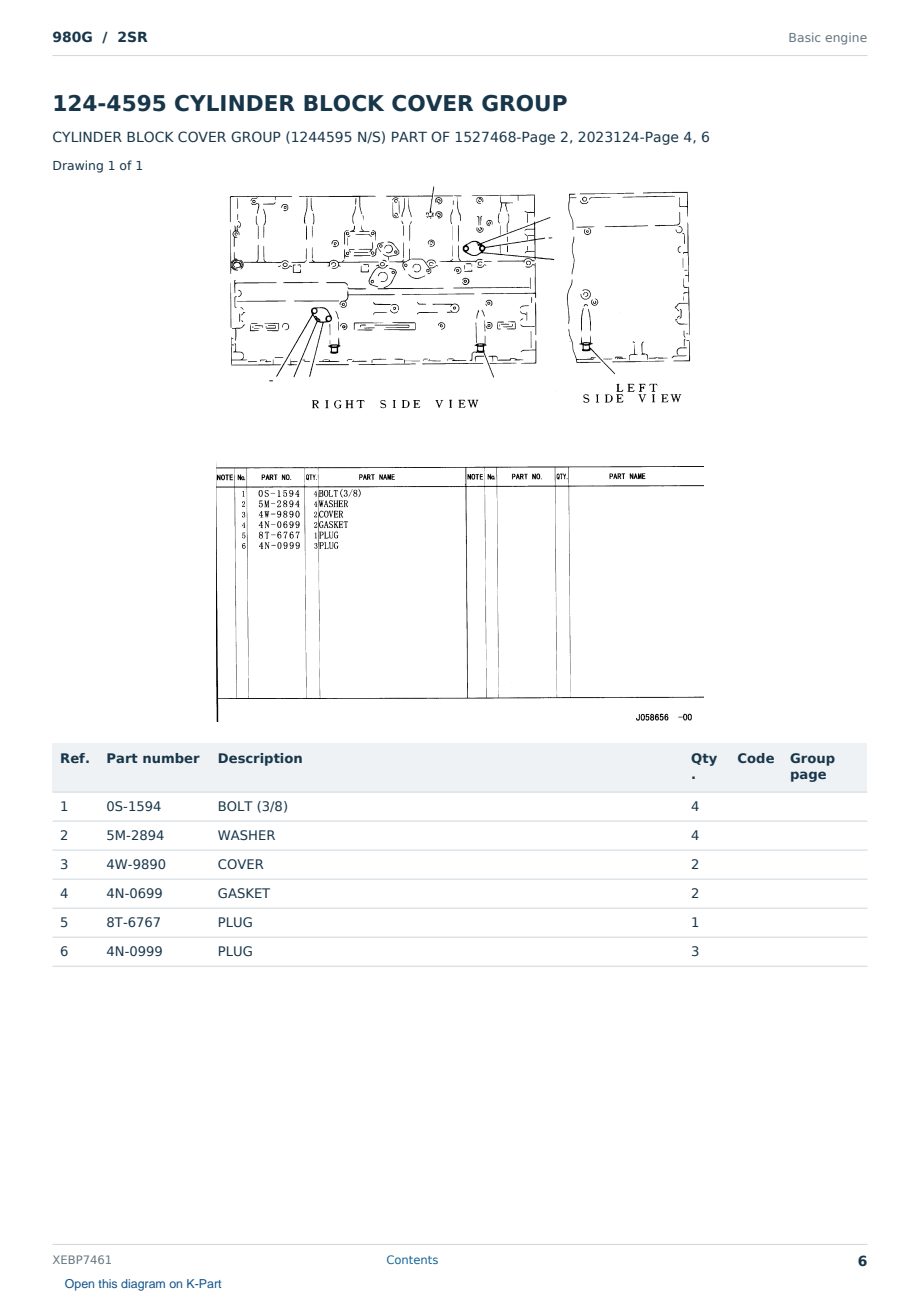 Caterpillar 980G S/N 2SR Partsbook XEBP7461 (English) - sample page 6 of 10 Caterpillar 980G S/N 2SR Partsbook XEBP7461 (English) - sample page 6 of 10