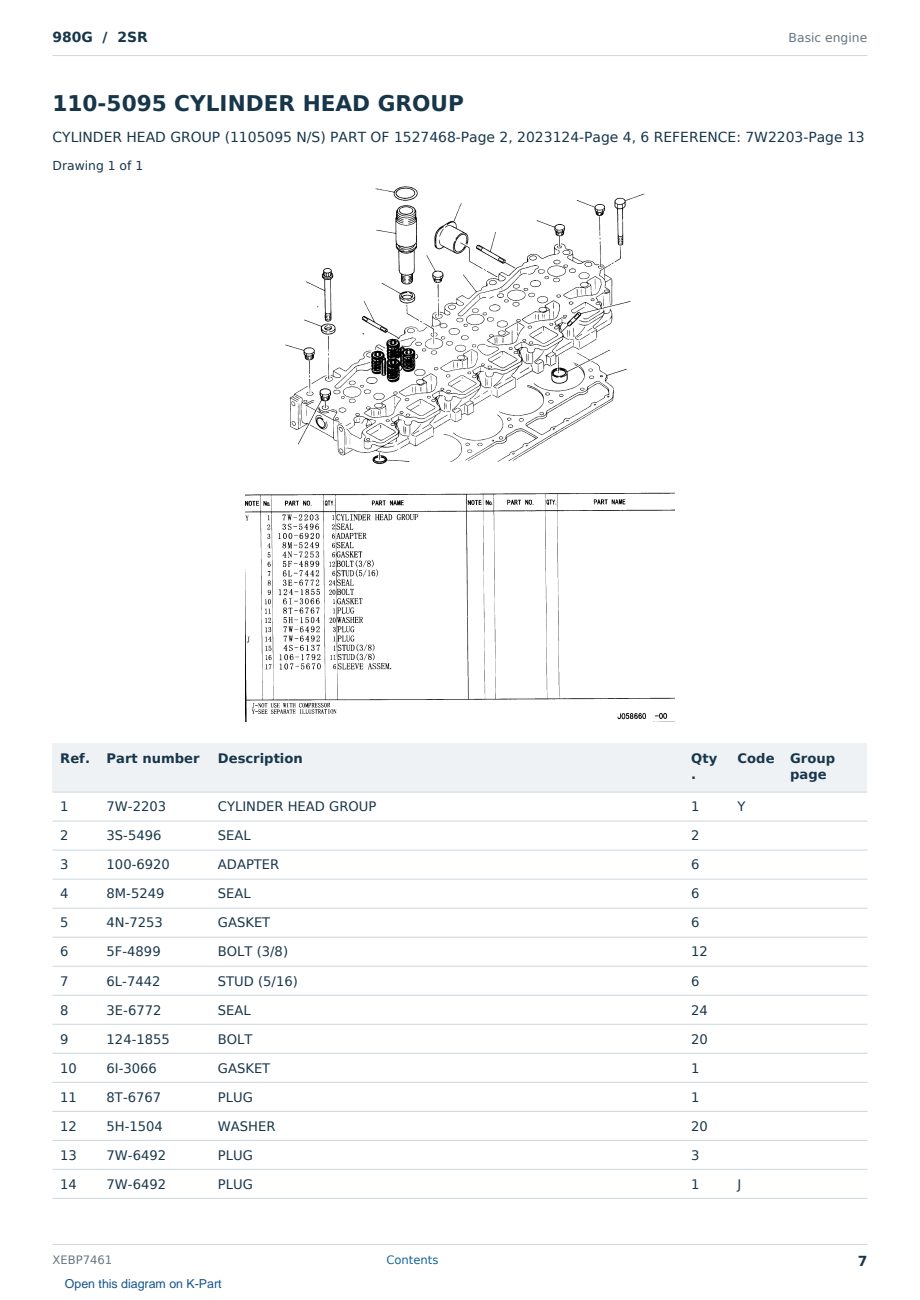 Caterpillar 980G S/N 2SR Partsbook XEBP7461 (English) - sample page 7 of 10 Caterpillar 980G S/N 2SR Partsbook XEBP7461 (English) - sample page 7 of 10