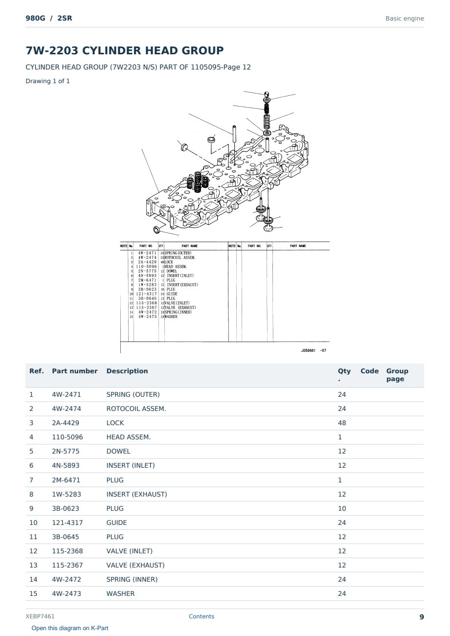 Caterpillar 980G S/N 2SR Partsbook XEBP7461 (English) - sample page 9 of 10 Caterpillar 980G S/N 2SR Partsbook XEBP7461 (English) - sample page 9 of 10