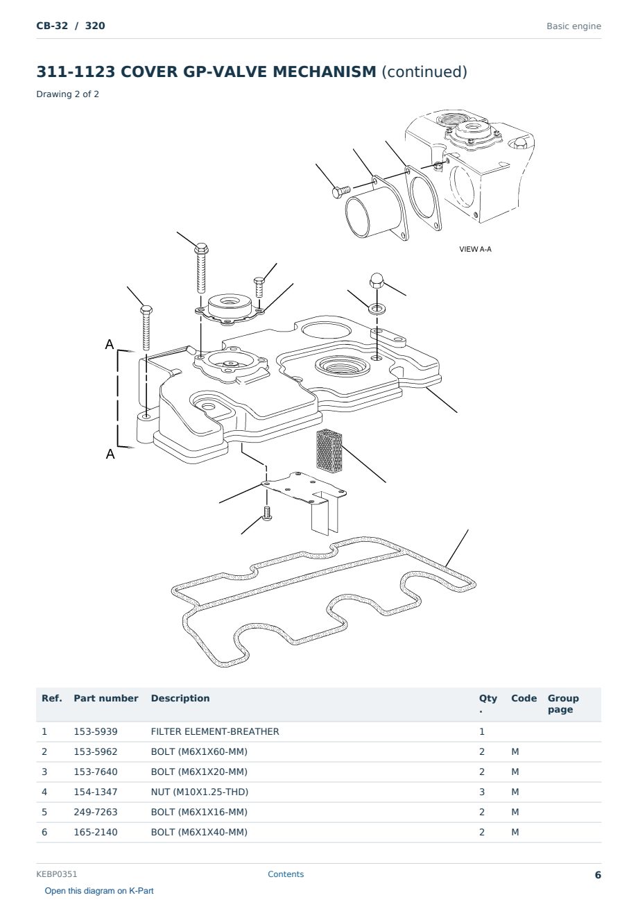 Caterpillar CB-32 S/N 320 Partsbook KEBP0351 (English) - sample page 6 of 10 Caterpillar CB-32 S/N 320 Partsbook KEBP0351 (English) - sample page 6 of 10