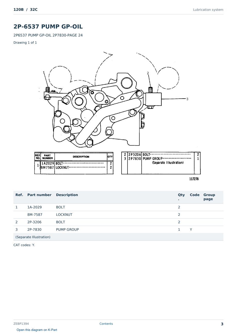 Caterpillar 120B S/N 32C Partsbook ZEBP1394 (English) - sample page 3 of 10 Caterpillar 120B S/N 32C Partsbook ZEBP1394 (English) - sample page 3 of 10