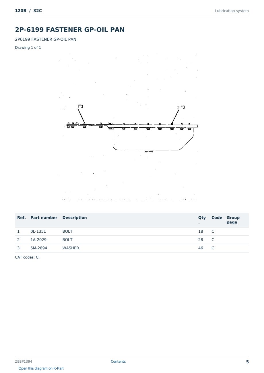 Caterpillar 120B S/N 32C Partsbook ZEBP1394 (English) - sample page 5 of 10 Caterpillar 120B S/N 32C Partsbook ZEBP1394 (English) - sample page 5 of 10