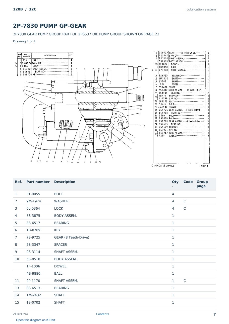Caterpillar 120B S/N 32C Partsbook ZEBP1394 (English) - sample page 7 of 10 Caterpillar 120B S/N 32C Partsbook ZEBP1394 (English) - sample page 7 of 10