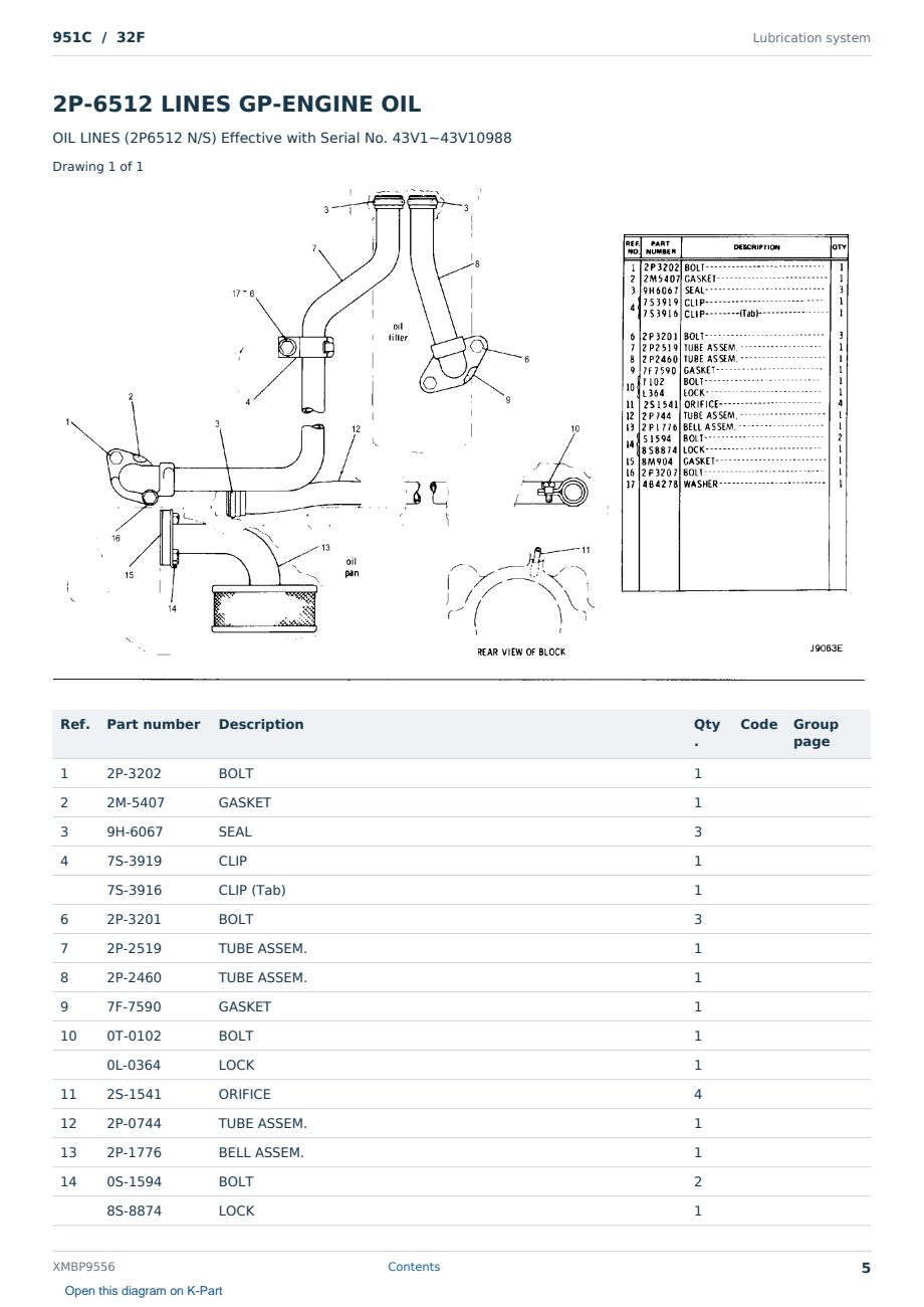 Caterpillar 951C S/N 32F Partsbook XMBP9556 (English) - sample page 5 of 10 Caterpillar 951C S/N 32F Partsbook XMBP9556 (English) - sample page 5 of 10