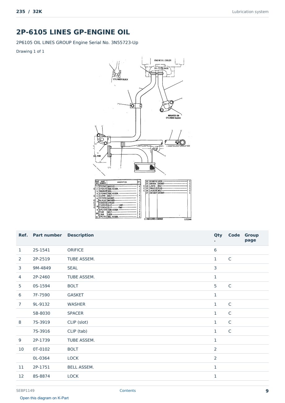 Caterpillar 235 S/N 32K Partsbook SEBP1149 (English) - sample page 9 of 10 Caterpillar 235 S/N 32K Partsbook SEBP1149 (English) - sample page 9 of 10