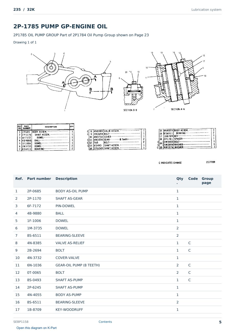 Caterpillar 235 S/N 32K Partsbook SEBP1158 (English) - sample page 5 of 10 Caterpillar 235 S/N 32K Partsbook SEBP1158 (English) - sample page 5 of 10