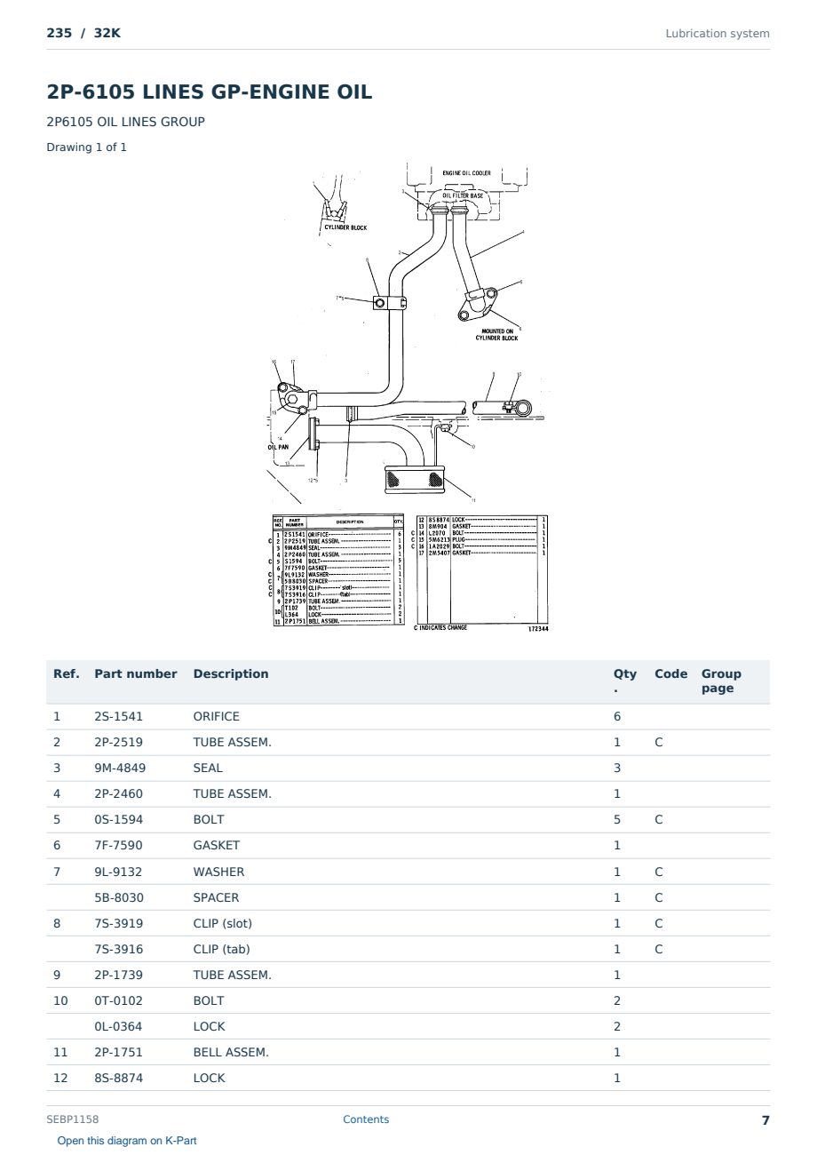 Caterpillar 235 S/N 32K Partsbook SEBP1158 (English) - sample page 7 of 10 Caterpillar 235 S/N 32K Partsbook SEBP1158 (English) - sample page 7 of 10