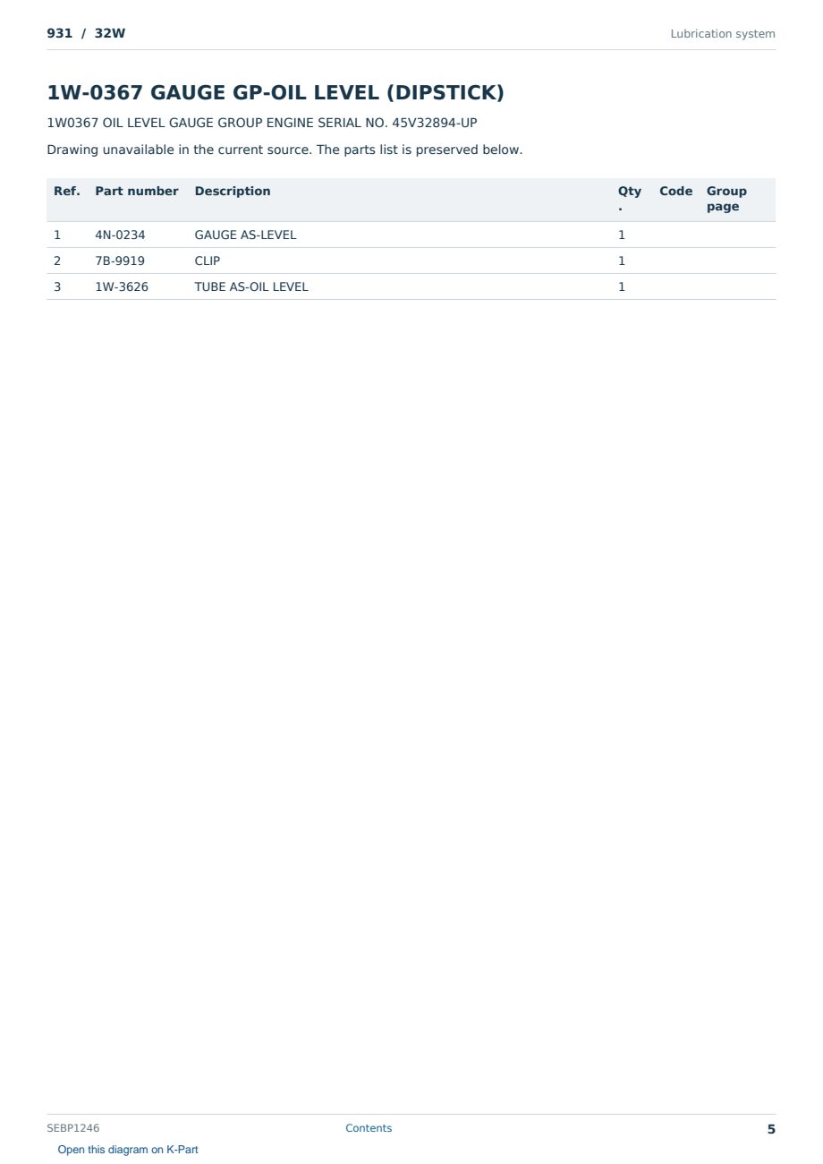 Caterpillar 931 S/N 32W Partsbook SEBP1246 (English) - sample page 5 of 10 Caterpillar 931 S/N 32W Partsbook SEBP1246 (English) - sample page 5 of 10