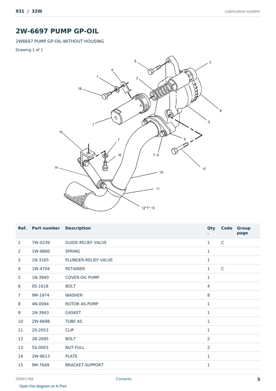 Caterpillar 931 S/N 32W Partsbook SEBP1768 (English) - sample page 5 of 10 Caterpillar 931 S/N 32W Partsbook SEBP1768 (English) - sample page 5 of 10